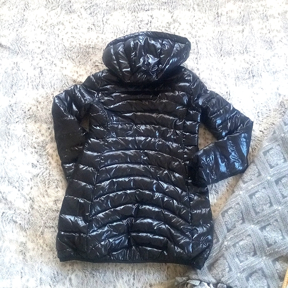 Black wet look Down coat - Picture 2 of 11